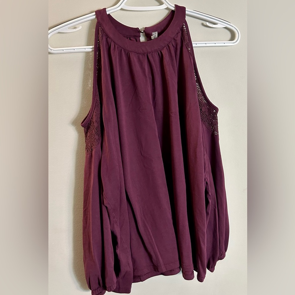 Mudd Top Size XL Purple Peekaboo Shoulders Dark Purple Blouse Women’s